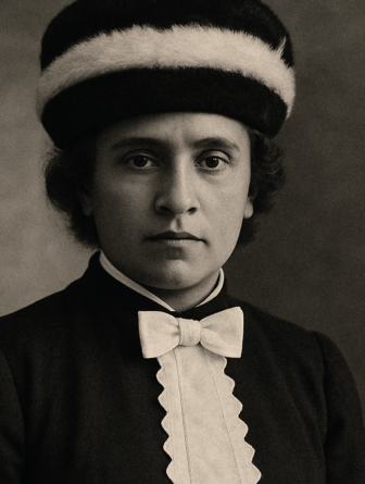 Alzira Nogueira Reis é uma mulher jovem que traja uma roupa preta de formatura