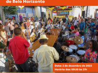 Cartaz de divulgação da reunião ilustrada por uma foto de uma roda de samba