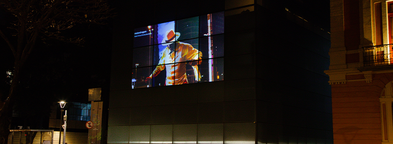 Fachada Digital do Espaço do Conhecimento, na Praça da Liberdade