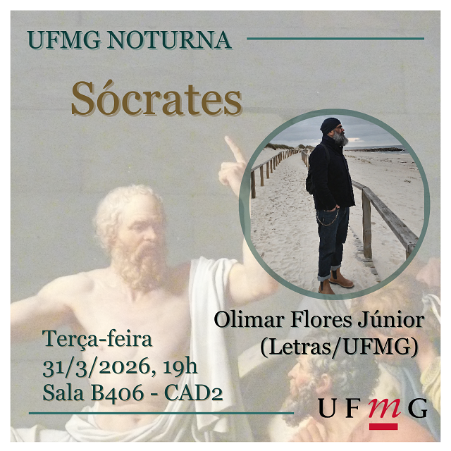 A palestra será apoiada em fontes antigas e autores contemporâneos de Sócrates, como Aristófanes, Xenofonte e Platão, e também em autores tardios como Cícero ou Diógenes Laércio