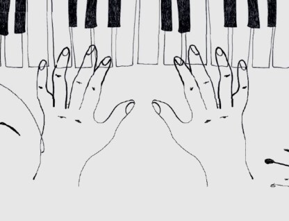 Imagem de mãos tocando teclado musical