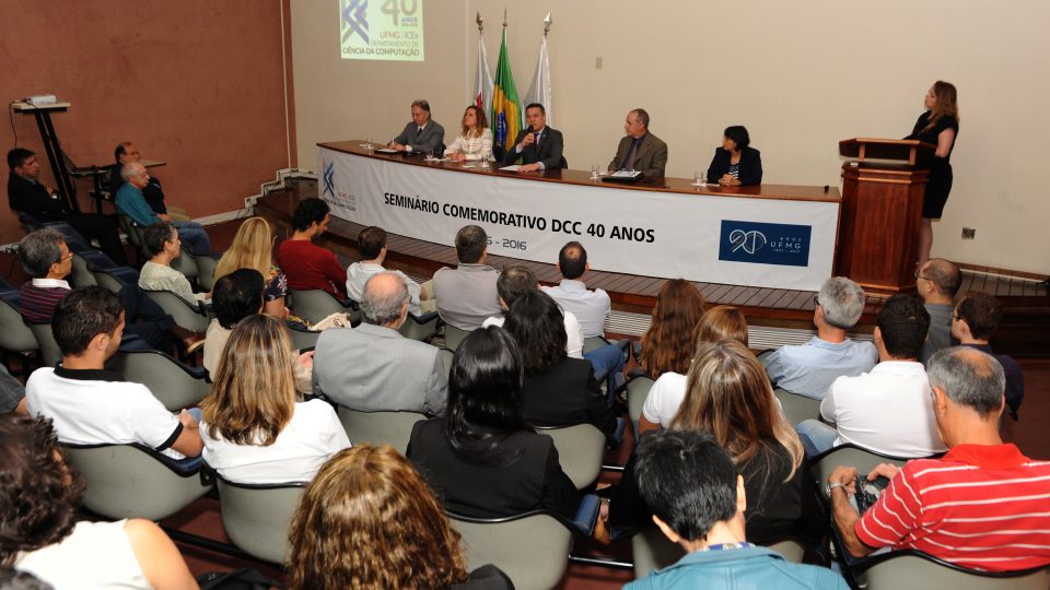 "Solenidade foi realizada em auditório do ICEx". Comemoração 40 anos do Departamento de Ciência da Computação (DCC). Foto: Foca Lisboa/ Cedecom UFMG