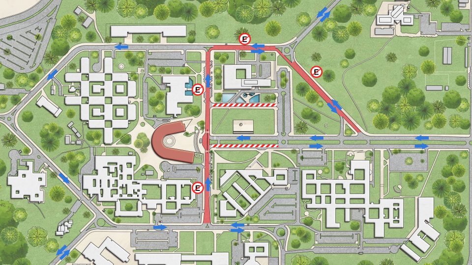 Montagem de infraestrutura para o evento provoca mudança na circulação de veículos no campus Pampulha