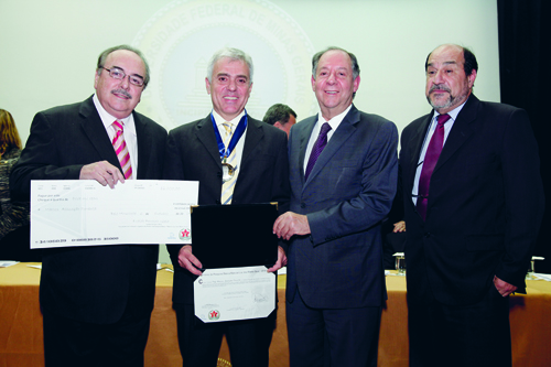 Evaldo Vilela (Fapemig), Marcos Pimenta, Cllio Campolina e Vicente Gamarano, secretrio em exerccio de Cincia, Tecnologia e Ensino Superior