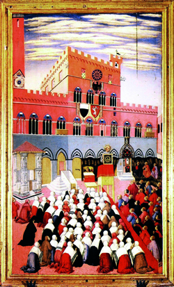 Obra Predica di San Bernardino, de Sano di Pietro (Museo del Duomo di Siena)