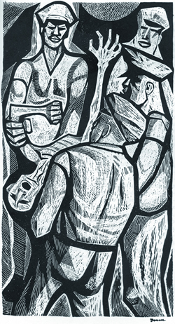 Xilogravura de Percy Deane que ilustra edição de 1989 do livro Memórias do cárcere 