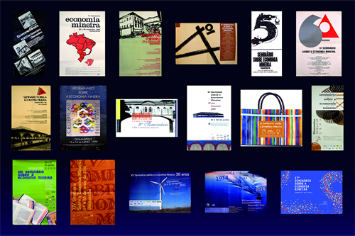 Montagem com cartazes das 17 edições do evento que integra exposição organizada pelo professor Fabrício Fernandino