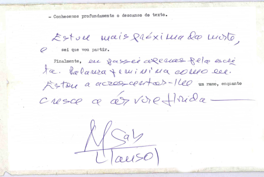 Cartas, manuscritos e publicações da escritora portuguesa Maria Gabriela Llansol compõem exposição do Festival de Inverno UFMG Cartas, manuscritos e publicações da escritora portuguesa Maria Gabriela Llansol compõem exposição do Festival de Inverno UFMG
