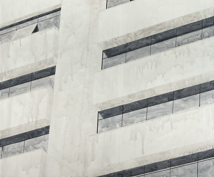 Pinturas de Bárbara Ferreira Figueiredo exploram geometria na arquitetura de edifícios do centro de Belo Horizonte