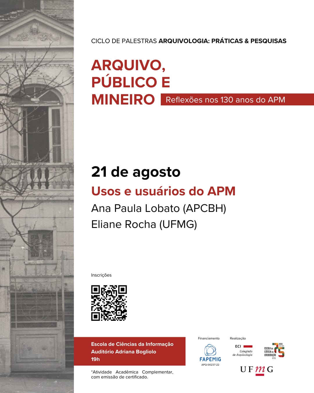 Ciclo de Palestras debate os 130 anos do Arquivo Público Mineiro