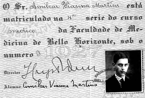 Carteira de identidade estudantil do aluno Amílcar Vianna Martins (1927)