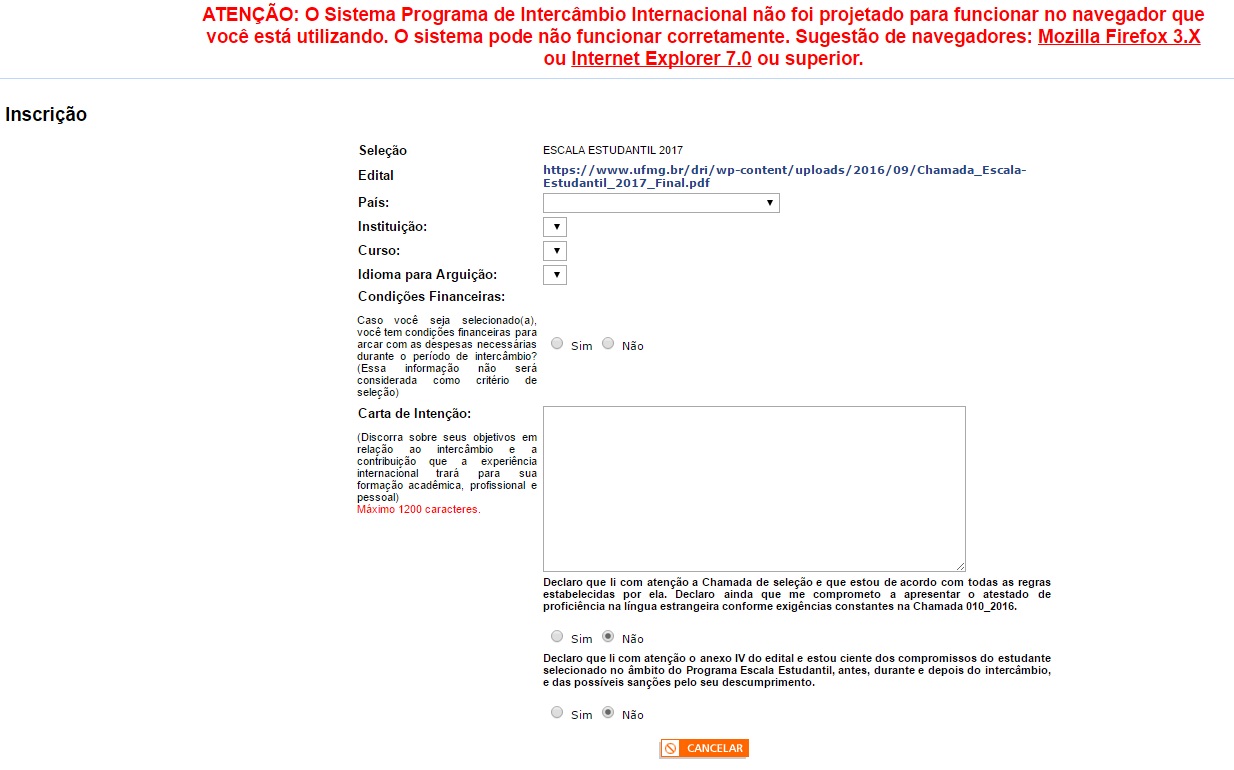 Inscrição Escala Estudantil 3