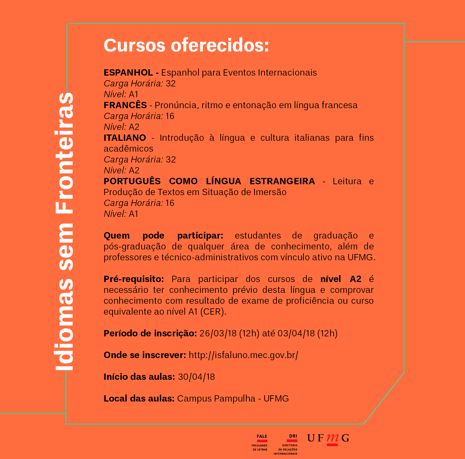 Abertas inscrições para cursos de idiomas gratuitos em nível