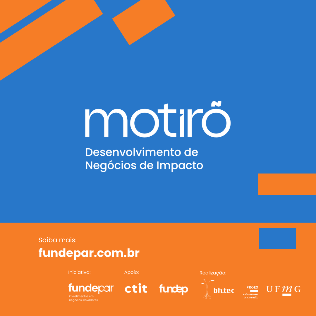 O programa Motirõ abre inscrições a partir do dia 30/09. O novo programa de desenvolvimento de negócios da Fundep Participações S/A (Fundepar), desenvolvido juntamente com a Pró-reitoria de Extensão da UFMG e o Parque Tecnológico de Belo Horizonte (BH-TEC), oferece formação e atividades práticas para empresas e pessoas que buscam gerar impactos socioambientais positivos.  O programa terá a duração de nove semanas, nas quais os participantes poderão entender melhor o que são Negócios de Impacto, além de debater temas como Teoria da Mudança e Captação de Recursos.  Os inscritos receberão suporte técnico na estruturação e crescimento de suas propostas. Poderão também conhecer e dialogar com profissionais relevantes do ecossistema nacional de Negócios de Impacto e, ao fim do programa, receber uma Avaliação de Investimento individualizada feita pela Fundepar.  O Motirõ irá acelerar projetos ou empresas com a missão de resolver problemas sociais e/ou ambientais. Aqueles que ainda não possuem um negócio estruturado nessa categoria também podem participar, inscrevendo-se exclusivamente na Formação em Negócios de Impacto, que contará com aulas ministradas por professores da UFMG e especialistas convidados.   “Precisamos de soluções urgentes e inovadoras para enfrentar desafios cruciais como as mudanças climáticas, acesso à educação de qualidade, defesa da democracia, diminuição de desigualdades e combate à fome. O Motirõ quer encontrar e apoiar quem está realmente comprometido com essa mudança” - Carlos Lopes, diretor da Fundepar.  Como participar?  Os interessados poderão se inscrever gratuitamente entre 30/09 e 18/10 clicando aqui. Fique atento às atualizações! Em caso de dúvidas, envie uma mensagem para contato@fundepar.com.br  As atividades terão início em novembro.  Conheça a Fundepar  Em atuação desde 2013, a Fundepar é uma gestora de fundos de investimentos e de programas desenvolvida e mantida pela Fundação de Apoio da Universidade Federal de Minas Gerais (Fundep/UFMG). Inspirada em modelos de sucesso de importantes universidades ao redor do mundo, é a primeira empresa de investimentos criada por uma Fundação de Apoio no Brasil. Investe em negócios que promovam impacto social positivo, visando o benefício de toda a sociedade.  