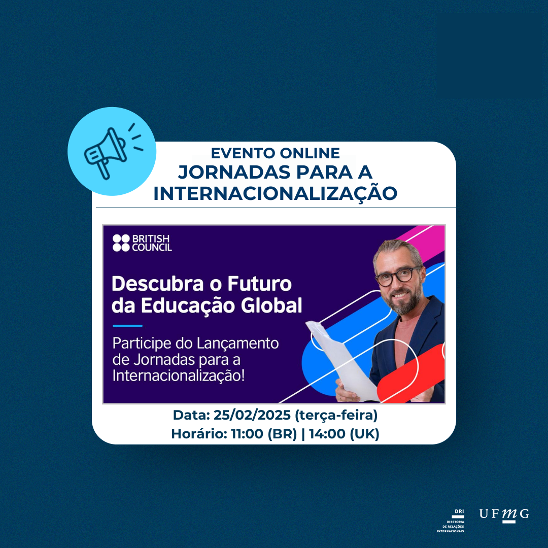 No dia 25 de fevereiro de 2025, o British Council realizará o evento de lançamento da publicação Jornadas para a Internacionalização, que celebra o poder das parcerias no ensino superior. Durante o evento, também haverá o pré-lançamento do estudo Colaboração Reino Unido-Brasil, com insights baseados em dados e oportunidades para promover colaborações significativas. A publicação apresenta a visão do British Council de contribuir para sistemas educacionais mais conectados e inclusivos. Ela destaca o compromisso do British Council em apoiar a internacionalização das instituições de ensino superior por meio de diálogos em múltiplos níveis, conectando parcerias institucionais e políticas entre Brasil e Reino Unido. O material foca no programa Going Global Partnerships, que amplia os esforços conjuntos entre os dois países, baseando-se nos princípios de internacionalização, parcerias e fortalecimento de sistemas. Parceiros e atores do ensino superior terão a oportunidade de explorar possibilidades de colaboração entre Brasil e Reino Unido, enquanto descobrem como a internacionalização fortalece os sistemas educacionais e fomenta parcerias impactantes. O webinar também trará os principais achados do estudo Colaboração Reino Unido-Brasil, fornecendo insights valiosos sobre colaborações internacionais significativas. Não perca esta oportunidade de se conectar, aprender e descobrir o potencial transformador das colaborações entre Reino Unido e Brasil. Inscreva-se no webinar através deste link.