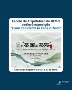    A Escola de Arquitetura (EA) da UFMG sediará, nos dias 21 a 30 de abril de 2025, a exposição “From Tea Fields to Tea Harbors Dual-Themed Exhibition on the Architectural Heritage and Tea Culture of the Great Tea Route”. Os professores da UFMG Natacha Rena e Marcelo Maia (Arquitetura e Urbanismo) participaram da curadoria da exposição; os discentes Luana Oliveira e Augusto Soares estiveram na cidade de Wuhan para participar da preparação da exposição, que será itinerante, seguindo para a Rússia e Brasil.  A exposição sobre a Rota do Chá destaca a importância histórica dessa antiga rota como elo vital de trocas econômicas, comerciais e culturais da China com o exterior, no século XVII. Tendo como foco o rico patrimônio arquitetônico da Rota do Chá na província de Hubei, como plantações, vilarejos e portos históricos, a mostra convida o público a explorar a beleza da arquitetura tradicional associada ao chá e sua influência global. A exposição também reforça o apoio à candidatura da Rota do Chá ao título de Patrimônio Mundial, consolidando-a como símbolo de confiança mútua, intercâmbio linguístico e cooperação cultural internacional.