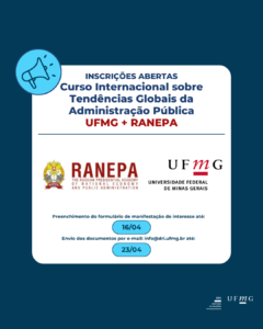  A Diretoria de Relações Internacionais da UFMG tem o prazer de divulgar a chamada para participação no curso internacional “Tendências Globais e Prioridades do Desenvolvimento da Administração Pública no Século XXI”, oferecido pela Academia Presidencial da Federação Russa (RANEPA), em parceria com a UFMG. O curso será gratuito, direcionado a servidores públicos e ministrado presencialmente na UFMG, Campus Pampulha (em local a ser definido), durante a primeira semana de junho de 2025, com aulas nos turnos da manhã e tarde, de segunda a sexta, por professores e especialistas da RANEPA. A carga horária total é de 100 horas acadêmicas, com emissão de: Certificado oficial de qualificação avançada da RANEPA (Rússia) As aulas serão ministradas em russo, com tradução simultânea para o português. Serão oferecidas 50 vagas e os servidores públicos interessados serão selecionados por meio de análise curricular. Conteúdo programático: O curso abordará temas estratégicos e contemporâneos da administração pública, com foco internacional e comparativo: Processos de integração no mundo contemporâneo e a dinâmica dos blocos intergovernamentais (G20, BRICS, SCO, CIS, etc.) Combate ao terrorismo, separatismo e extremismo Segurança da informação e guerras informacionais Gestão de crises em contextos de sanções econômicas Planejamento estratégico para o desenvolvimento socioeconômico sustentável Políticas sociais do Estado: princípios, mecanismos e avaliação de efetividade Avaliação da competitividade internacional: rankings e indicadores estratégicos  Prazos importantes: Até 16/04/2025 – Preenchimento do formulário de manifestação de interesse Até 23/04/2025 – Envio dos documentos por e-mail: info@dri.ufmg.br  Link para manifestação de interesse  Documentos obrigatórios para inscrição (em PDF): Cópia do passaporte ou RG  Cópia do diploma de graduação e/ou pós-graduação Formulário de inscrição preenchido em inglês (modelo anexo) Termo de consentimento para tratamento de dados pessoais, assinado (modelo anexo) Currículo vitae Autorização da chefia imediata para participação no curso (modelo anexo) Observações: Não é necessário tradução juramentada ou apostilamento dos documentos. A tradução será providenciada com o apoio da Embaixada da Rússia no Brasil. Em caso de dúvidas, entre em contato pelo e-mail info@dri.ufmg.br.