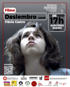  O Centro de Estudos Latino-Americanos promove, durante a exposição "Memórias Encontradas: entre a solidariedade e a perseguição", a exibição do filme Deslembro, de Flávia Castro, com Jeanne Boudier, Eliane Giardini, Sara Antunes, Arthur Vieira Raynaud, Hugo Abranches e Jesuíta Barbosa. Deslembro, dirigido e roteirizado por Flávia Castro, conta a história de uma jovem que vive em Paris com sua família e regressa ao país em plena ditadura militar brasileira, durante o processo de abertura promovido pela anistia. De volta ao Rio de Janeiro — cidade onde nasceu, mas da qual mal se recorda —, a adolescente começa a reconstruir seu passado. Seu pai desapareceu nos porões do DOPS e, mesclando fantasia e realidade, passado e presente, ela reescreve sua própria história. Prêmio de Melhor Filme no Festival do Rio 2018 (júri e voto popular). A programação acontecerá no dia 13/05, às 17h, no Auditório Baesse – Fafich/UFMG (Campus Pampulha). As inscrições para esta e outras atividades da exposição podem ser feitas por meio deste link.