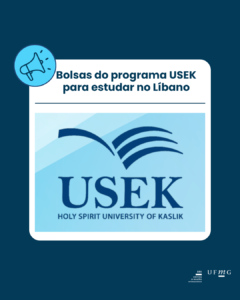    A Embaixada do Brasil em Beirute informa que o programa intitulado "USEK International Students Scholarship Program" prevê a concessão de bolsas integrais, com isenção total das taxas de matrícula, para até dois candidatos por país, para cursos de graduação e mestrado. Os cursos disponíveis abrangem diversas áreas do conhecimento, e são ministrados em inglês ou francês, conforme o programa escolhido. As inscrições podem ser feitas no site oficial da Universidade.  O Programa de Bolsas de Estudo para Estudantes Internacionais da USEK (ISSP) é um componente essencial da estratégia de internacionalização da USEK. Ele foi criado para atrair estudantes de diversas origens e países, oferecendo-lhes a oportunidade de acessar os renomados programas acadêmicos da USEK e, ao mesmo tempo, adquirir conhecimentos valiosos sobre a história, a cultura e a dinâmica geopolítica do Líbano. Essa experiência enriquecedora aprimora a jornada acadêmica tanto dos atuais alunos da USEK quanto dos bolsistas, proporcionando a eles a experiência de um ambiente de aprendizagem internacional. Além disso, promove conexões duradouras com colegas e professores, promovendo um senso de cidadania global e compreensão intercultural.  Confira aqui o folheto informativo do programa.  OBS: Esta é uma oferta externa, não organizada por este Ministério da Educação, não se responsabilizando, portanto, pelas condições e seleções apresentadas.