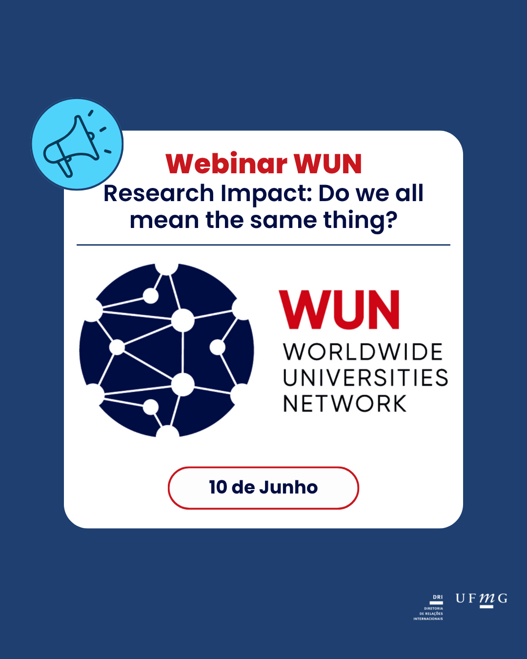 A Universidade Federal de Minas Gerais (UFMG) é membro da Rede Mundial de Universidades (WUN). A WUN reúne 25 universidades líderes em pesquisa abrangente em uma parceria colaborativa para promover a pesquisa e a educação sobre os principais desafios globais. Capitalizando a diversidade geográfica e cultural dos membros em seis continentes, a WUN enriquece sua experiência compartilhada e reúne constelações de talentos para abordar problemas de real importância. Como parte de seu compromisso de desenvolver talentos em pesquisa, a WUN oferece aos pesquisadores em início de carreira (ECRs) das universidades membros sessões de treinamento baseadas em webinars sobre habilidades transferíveis relacionadas ao desenvolvimento de suas carreiras, além de fornecer uma plataforma para que os ECRs conheçam colegas de toda a rede. Tema: Research Impact: Do we all mean the same thing? (Impacto da pesquisa: todos nós queremos dizer a mesma coisa?) Sessão dirigida por: Dr. Ged Hall (University of Leeds) Sumário: quando pensamos nas maneiras como nossa pesquisa pode mudar o mundo (dentro ou fora da academia), estamos todos a conceitualizando de maneiras semelhantes? O impacto da pesquisa é inerentemente subjetivo e, como tal, nossos valores e vieses podem fazer com que nos concentremos em alguns tipos de impacto e negligenciemos outros. O mesmo se aplica aos ecossistemas nacionais de pesquisa? Esta sessão ajudará você a explorar os tipos de impacto que você prioriza e aqueles que não prioriza, e a comparar isso com as variações entre os diferentes ecossistemas de pesquisa dos quais as instituições membros da WUN fazem parte. Ao final desta sessão, você deverá ser capaz de: Identificar como o impacto da pesquisa é conceitualizado na WUN Descrever os tipos de impacto da pesquisa que você valoriza e por quê Refletir sobre como isso molda sua futura estratégia de pesquisa Todos os pesquisadores em início de carreira de universidades membros da WUN ou da ARUA são bem-vindos. Como parte de nossa colaboração emergente com a Aliança de Universidades Africanas de Pesquisa (ARUA), pesquisadores em início de carreira de universidades membros da ARUA são bem-vindos. Todos os participantes DEVEM se inscrever usando um endereço de e-mail válido de uma universidade membro da WUN ou da ARUA. Inscrições que não utilizem um endereço de e-mail válido de uma universidade membro da WUN ou da ARUA não serão confirmadas. Faça sua inscrição aqui.