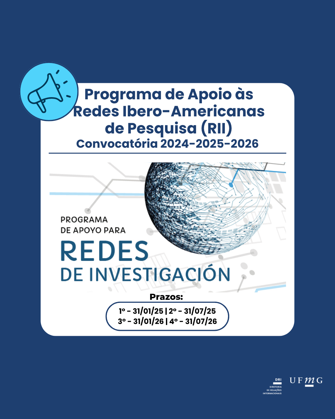 A Associação Ibero-Americana de Universidades de Pós-Graduação (AUIP), em conformidade com os Estatutos aprovados em 30 de novembro de 2020, em Salamanca (Espanha), e com o disposto na Linha de Ação 2 "PESQUISA E INOVAÇÃO" do Plano de Ação 2024-2025-2026, poderá estabelecer ações estratégicas relacionadas à pesquisa, à transferência e à disseminação de resultados de pesquisa. Para impulsionar a pesquisa e a transferência de tecnologia, a AUIP incentivou, até o momento, a formação de 125 Redes Ibero-Americanas de Pesquisa (RII). Prazo para inscrição: Primeiro prazo: 31 de janeiro de 2025, às 23h59 (GMT/UTC+01:00), em Madri. Segundo prazo: 31 de julho de 2025, às 23h59 (GMT/UTC+02:00), em Madri. Terceiro prazo: 31 de janeiro de 2026, às 23h59 (GMT/UTC+01:00), Madri. Quarto prazo: 31 de julho de 2026, às 23h59 (GMT/UTC+02:00), Madri. Valor da subvenção: Para a criação de uma "NOVA RII": o valor máximo será de € 1.000. Neste tipo de subvenção, o valor não será transferido a terceiros; a AUIP, por meio das empresas ou entidades por ela determinadas, cobrirá os custos estipulados nesta convocatória. Para o apoio e consolidação de uma "RII AUIP": será concedida uma subvenção a critério da Direção-Geral, até o valor máximo de € 1.500. Beneficiários: Poderão ser beneficiários das ajudas objeto desta convocatória as Redes Ibero-Americanas de Pesquisa (RII AUIP) constituídas, ou com o compromisso de o fazer (NOVA RII), através dos membros da equipe da referida rede, que sejam residentes fiscais ou tenham estabelecimento permanente em um país da Área Ibero-Americana do Conhecimento. Mais informações aqui.