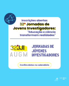    Jornadas de Jovens Investigadores, criado em 1993, é o evento anual que reúne centenas de jovens pesquisadores das diversas universidades membros da AUGM.  O objetivo é promover conexões precoces entre jovens cientistas dos países da região e fomentar sua integração ao trabalho que criam. Desenvolvem-se redes interpessoais e científico-acadêmicas, cuja estrutura possibilita e sustenta a formação de grupos regionais de pesquisa científica.  A AUGM tem como prioridade a formação de profissionais qualificados e cidadãos comprometidos com a realidade atual do nosso continente latino-americano.  Este ano, a Universidade Nacional de Tucumán tem o prazer de convidar as universidades membros da AUGM a participar do 32º Jornadas de Jovens Investigadores (JJI), que será realizado presencialmente nos dias 5, 6 e 7 de novembro deste ano, sob o lema "Educação e Ciência Transformam Realidades".  Em consonância com as características do Programa JJI, estudantes de graduação e pós-graduação, estagiários e pesquisadores bolsistas das universidades da AUGM que tenham resultados de pesquisa parciais ou completos relacionados a qualquer um dos temas propostos nos Eixos Temáticos estão convidados a se inscrever para esta atividade acadêmica e apresentar suas pesquisas durante o Congresso.  Vale ressaltar que, para esta edição, a Universidade Nacional de Tucumán decidiu convidar universidades argentinas não AUGM pertencentes ao Conselho Interuniversitário Nacional (CIN), por isso é um prazer para elas poderem participar deste evento da AUGM nesta ocasião.  Detalhes da chamada.  Calendário.     *OBS: esta é uma divulgação de instituição parceira, portanto a DRI não se responsabiliza por eventuais questões.