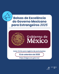    O Ministério das Relações Exteriores (SRE), por meio da Agência Mexicana de Cooperação Internacional para o Desenvolvimento (AMEXCID), convida estrangeiros interessados em estudar no México a participar da "Convocatória 2025 de Bolsas de Excelência do Governo Mexicano para Estrangeiros".  A Convocatória é oferecida a mais de 170 países, no âmbito de acordos bilaterais, mecanismos multilaterais e acordos especiais. Noventa Instituições de Ensino Superior (IES) mexicanas participam desta Convocatória, e todas possuem programas acadêmicos registrados no Sistema Nacional de Pós-Graduação do Conselho Nacional de Ciência e Tecnologia. Esses programas são uma prova do progresso que o país alcançou em diversas áreas das ciências e humanidades.  Ao conceder Bolsas de Excelência do Governo Mexicano para estudantes estrangeiros, o México fortalece seu papel como um ator globalmente responsável e reafirma seu compromisso em fomentar ações cooperativas para promover o desenvolvimento de capital humano de alto nível. A presença de estudantes, acadêmicos e cientistas estrangeiros, homens e mulheres, no México contribui para a construção de pontes de diálogo permanentes e de longo prazo que enriquecem a agenda de política externa com ações de valor excepcional para o país e seus parceiros estrangeiros. Além disso, as instituições de ensino superior mexicanas e a comunidade acadêmica se beneficiam de uma maior internacionalização.  Confira a convocatória e outros documentos anexos no site do Governo do México.  *OBS: esta é uma divulgação de instituição parceira. A DRI não se responsabiliza por eventuais questões.