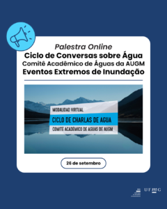    O Comitê Acadêmico de Água da Associação de Universidades do Grupo Montevidéu, em conjunto com a Rede Argentina de Capacitação e Fortalecimento em Gestão Integrada de Recursos Hídricos (Arg Cap Net), organiza uma nova edição do ciclo de conferências virtuais sobre a água, um recurso estratégico para os países da região e fundamental para a vida humana.  A sexta edição deste ciclo será composta por quatro encontros, realizados entre agosto e dezembro, nos quais especialistas da região apresentarão trabalhos e pesquisas que relacionam o uso da água com o sistema produtivo, os desafios que as comunidades enfrentam diante das inundações e a necessidade de proteger a água como recurso natural para o ecossistema.  No dia 26 de setembro, será realizada a palestra "Eventos de Inundação Extremos", ministrada pela Dra. Viviana Zucarelli (Universidad Nacional del Litoral, CAA - AUGM) e moderada pela Dra. Alejandra Volpedo (UBA - CAA - AUGM).  Os encontros serão realizados na quinta-feira, 28 de agosto, sexta-feira, 26 de setembro, quinta-feira, 28 de novembro e quinta-feira, 11 de dezembro, e serão transmitidos pelo canal oficial da AUGM no YouTube.