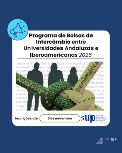    Este programa financia bolsas de estudo para promover e incentivar a mobilidade internacional entre universidades andaluzas e instituições pertencentes à Associação Ibero-Americana de Universidades de Pós-Graduação (AUIP) (ver lista de Universidades Associadas). Este programa faz parte da "Linha de Ação 3: Bolsas e Subsídios para Mobilidade de Pós-Graduação" do Plano de Ação 2024-2026 da AUIP para o desenvolvimento da pós-graduação (Mestrado, Doutorado, Especialização) na Ibero-América.  Prazos de inscrição:  Primeiro prazo: 3 de novembro de 2025, às 23h59 (GMT/UTC+01:00) em Madri, para estadias e viagens com início entre 1º de fevereiro e 30 de junho de 2026. Segundo prazo: 13 de abril de 2026, às 23h59 (GMT/UTC+02:00) em Madri, para estadias e viagens com início entre 1º de julho e 30 de novembro de 2026. (OBSERVAÇÃO: As inscrições para bolsas de estudo para este segundo prazo não serão aceitas antes de 4 de novembro de 2025.)  Valores das bolsas: 1. Para mobilidade entre a Andaluzia e a América Latina e vice-versa, bolsas para cobrir despesas de realocação internacional no valor de 1.400 euros. 2. Para mobilidade entre a Andaluzia e Portugal e vice-versa, bolsas para cobrir despesas de mobilidade no valor de 700 euros.  Destinatários: Pessoas vinculadas ou pertencentes a instituições parceiras da AUIP que sejam:  Professores e pesquisadores. Gestores de programas de pós-graduação ou de atividades relacionadas à sua internacionalização. Estudantes de pós-graduação.     Para mais informações, acesse aqui.