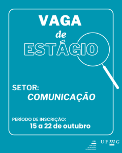  A Fundação Universitária Mendes Pimentel – Fump torna público que, no período de 15 a 22 de outubro de 2025, estarão abertas as inscrições para seleção de candidatos (as) para 1 (uma) vaga de estágio não obrigatório (20 horas semanais), para atuação no Programa de Formação Profissional Complementar (PFPC) da Diretoria de Relações Internacionais (DRI) – Setor de Comunicação da DRI. São requisitos para a realização do estágio: Ser estudante do curso de Graduação presencial em Letras, Comunicação Social, Jornalismo, Relações Públicas ou Publicidade e Propaganda; Ser classificado(a) socioeconomicamente pela Fump em um dos níveis I, II e III; Estar matriculado(a) e frequente, atestado pelo Colegiado do curso a qual o(a) estudante está vinculado(a). São atribuições do(a) estagiário(a): Produção de textos e vídeos para divulgação de conteúdo em website e em redes sociais da DRI; Participação em encontros, eventos e reuniões para cobertura jornalística e/ou fotográfica; Reflexão sobre as atividades do trabalho de comunicação da DRI, com o intuito de melhorias e adequação; Participação em reuniões relacionadas ao setor. Realizar atendimento à imprensa e outros setores de comunicação; e ao público em geral, por e-mail, telefone e presencialmente, entre outras atividades administrativas; Leitura de Editais e Chamadas publicadas para respostas ao público. Perfil desejado: Candidatos (as) que sejam bons produtores de textos para atuar como bolsista de redação/jornalismo nas diversas atividades desenvolvidas pelo Setor de Comunicação da DRI; Saber usar recursos de redes sociais. As atividades serão desenvolvidas no prédio anexo à Reitoria, sala 104, DRI-Setor de Comunicação, das 9 às 13 horas. A entrevista será realizada nos dias 28 e 29 de outubro de 2025, em horário previamente agendado e informado por e-mail. Confira o Edital PFPC 373/2025. Em caso de dúvidas referentes a este Edital, favor enviar um e-mail para estagio@fump.ufmg.br.
