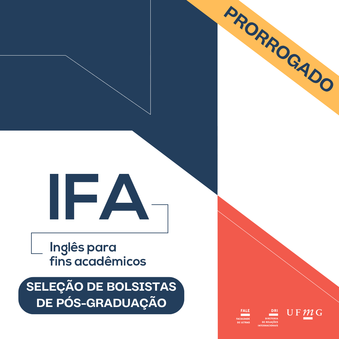 Foram prorrogadas, até o dia 01 de dezembro de 2025, as inscrições para processo seletivo que visa preencher vaga de bolsistas para a área de Inglês para Fins Acadêmicos. Podem se inscrever alunos regularmente matriculados na pós-graduação da Faculdade de Letras. O candidato deve preencher o formulário disponível aqui. A entrevista acontecerá por videoconferência no dia 03 de dezembro de 2025. Confira o edital com todas as informações sobre a vaga e sobre o processo seletivo. Errata 001 Edital modificado pela errata