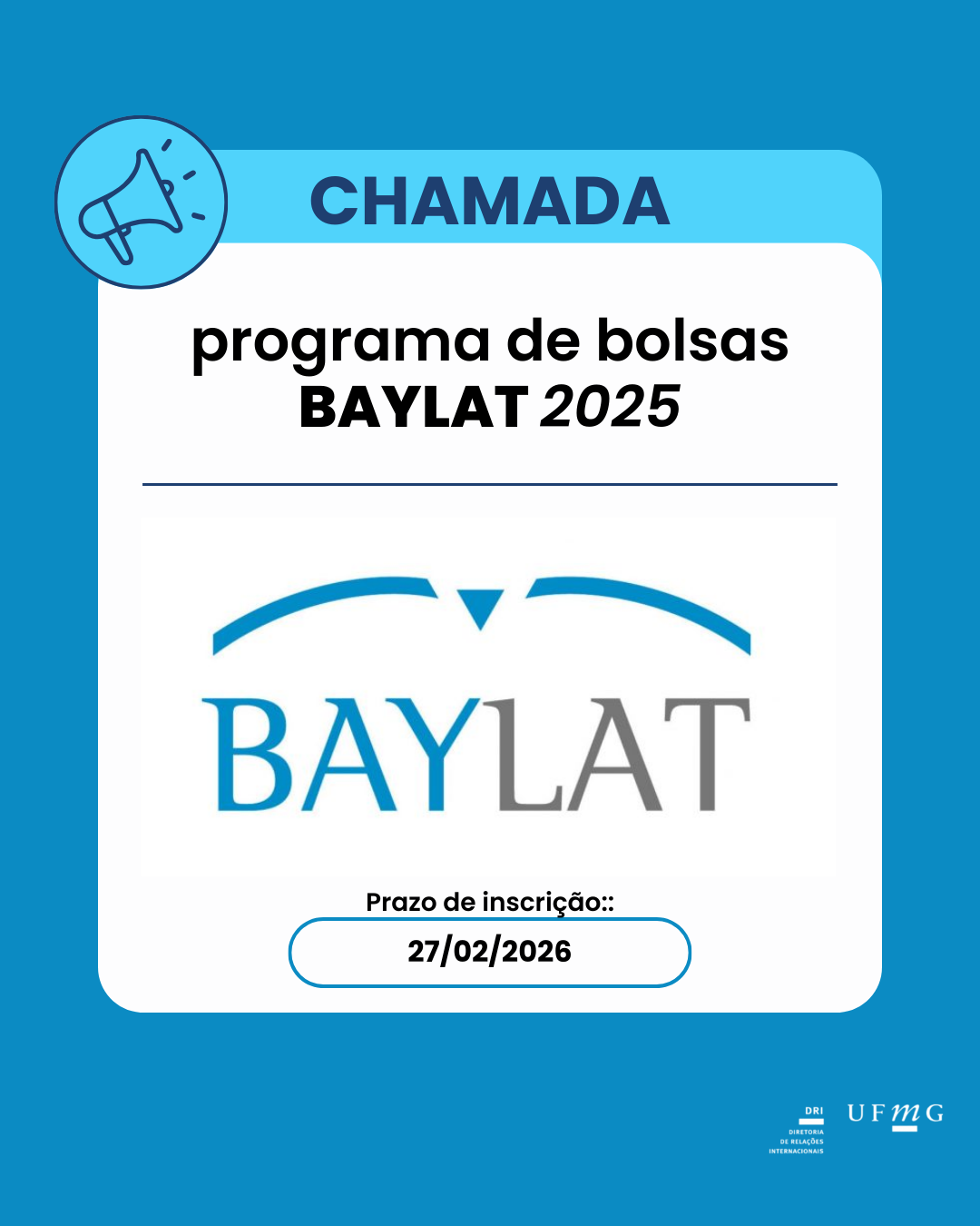O Centro Universitário Bávaro para a América Latina (BAYLAT) abre inscrições para o programa de bolsas BAYLAT 2025, referente ao semestre de verão de 2026 e ao semestre de inverno de 2026/2027. O Centro Universitário da Baviera para América Latina (BAYLAT) é uma organização do Ministério de Ciência e Arte do Estado Livre da Baviera. O BAYLAT estabelece contato entre instituições de ensino superior da Baviera e da América Latina, divulga a Baviera como centro de tecnologia e de inovação, assim como promove a cooperação científica e acadêmica com a América Latina. O BAYLAT tem a sua sede na Friedrich-Alexander-Universität Erlangen-Nürnberg (FAU).  Resumo da chamada: Elegibilidade/Países: Estudantes de universidades de países da América Latina que planejam realizar um período de pesquisa em uma universidade parceira na Baviera como parte de sua tese (bacharelado, mestrado ou doutorado) podem se candidatar. Bolsa/Duração da estadia: A bolsa oferece um máximo de € 992 por mês para uma estadia de um a cinco meses (o valor máximo da bolsa foi calculado para atender, de forma geral, aos requisitos financeiros para a obtenção de um visto de estudante para a Alemanha) e um prêmio único de seguro de € 200. Idioma: O idioma de trabalho será determinado pelas instituições anfitriãs na Baviera. Prazo de inscrição: sexta-feira, 27 de fevereiro de 2026 (15h CET). Confira aqui a chamada. Saiba mais em: http://www.uni-augsburg.de