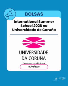    A Universidade da Coruña acaba de publicar um edital para um programa de bolsas de estudo. O prazo para inscrição é 15 de fevereiro de 2026 (23h59, horário espanhol, GMT+1).  O programa oferece 12 bolsas de estudo para aumentar a diversidade internacional dos estudantes participantes da sua Escola Internacional de Verão. Essas bolsas serão concedidas a estudantes com potencial excepcional, provenientes de países de baixa renda, renda média-baixa ou renda média-alta, altamente sub-representados, divididos de acordo com o RNB per capita, calculado pelo método Atlas do Banco Mundial.  As bolsas cobrem as taxas de matrícula do curso, acomodação e alimentação em residência estudantil durante o período da Escola Internacional de Verão (incluindo os dias 12 e 25 de julho). As passagens aéreas são de responsabilidade dos participantes.  As bolsas são reservadas para estudantes excepcionais de países altamente sub-representados, com grande potencial para contribuir com a diversidade internacional da Escola Internacional de Verão. Existem pouquíssimas bolsas de estudo desse tipo em relação ao número de candidatos qualificados. O desempenho acadêmico é um requisito para essas bolsas, mas, entre os muitos candidatos que atendem a esse requisito, o principal critério é ser de um país sub-representado. Se você for de um país com muitos estudantes matriculados, é muito improvável que lhe seja oferecida uma bolsa desse tipo.  Os custos de viagem e as taxas do curso opcional de espanhol são de responsabilidade de cada aluno.  Mais informações em: https://udc.es/en/iss/courses-2026/call-for-scholarships/