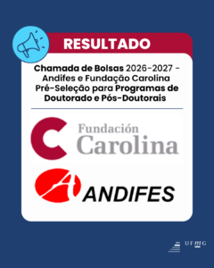  A Diretoria de Relações Internacionais (DRI) da Universidade Federal de Minas Gerais (UFMG) torna público o Resultado Preliminar da Chamada 03/2026 para candidatos que poderão ser indicados pela UFMG para participar da ampla concorrência às vagas de bolsa dos programas de doutorado e pós-doutorais na Escola Complutense de Verão (ECV) da Universidade Complutense de Madrid (UCM), Espanha. Confira aqui o Resultado Preliminar da Chamada 03/2026