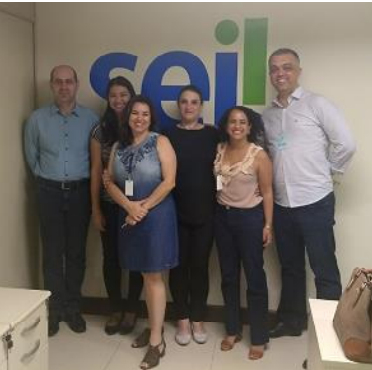 Mairon (do TRF4), Maria Juliana, Júnia, Patrícia (do TRF4), Karina e Marcelo