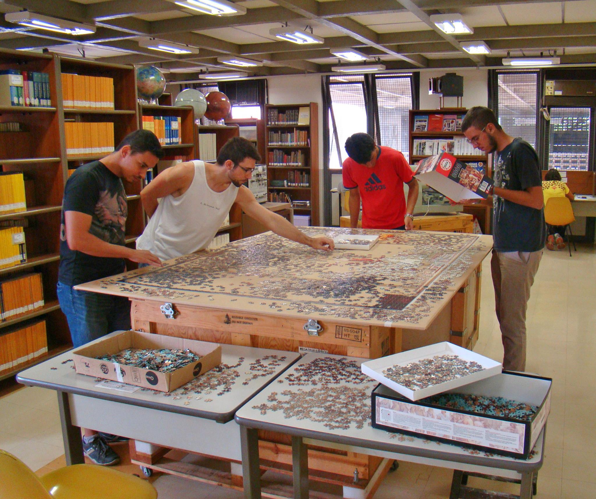 Estudantes usam raciocínio lógico para montar quebra-cabeça na Biblioteca  Central